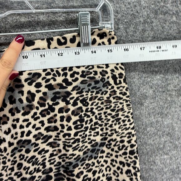 Entro Pants Women M Medium Beige Animal Print High Rise Flat Front Chino Casual - Picture 4 of 9